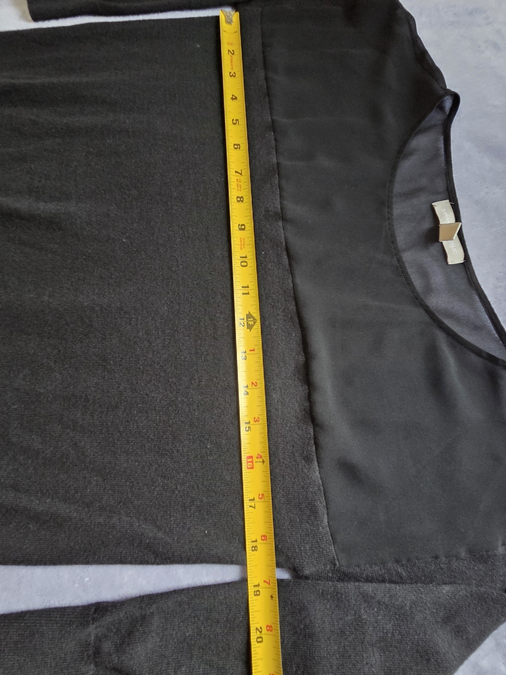 Banana Republic Black Long Sleeve Knit Top with Sheer Yoke - Picture 4 of 7